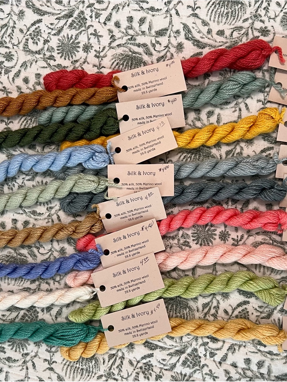 Lot of 17 Silk & Ivory Needlepoint Yarn Threads - 50% Silk 50% Merino Wool
